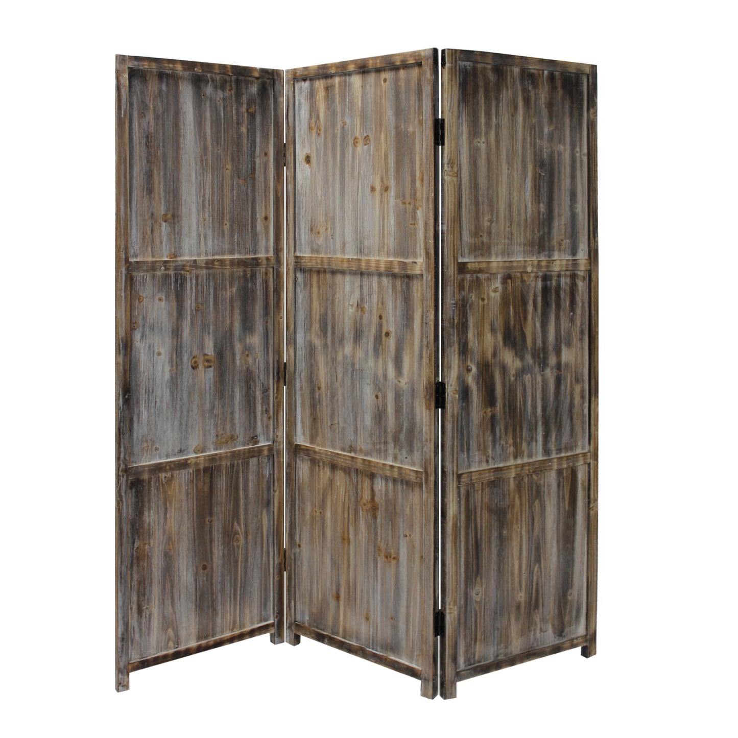 1" x 63" x 72" Brown 3 Panel Solid Wood Fortress  Screen