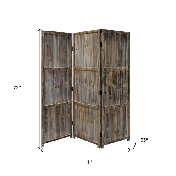 1 x 63 x 72 Brown 3 Panel Solid Wood Fortress  Screen