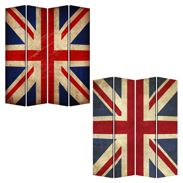 84 X 84 Multi Color Wood Canvas Union Jack  Screen