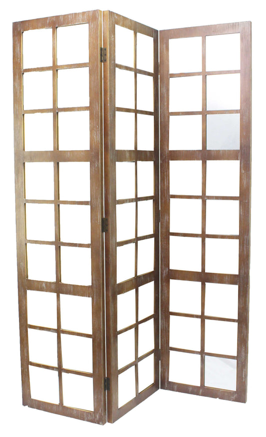 63 X 84 Brown Wood Mirror  Screen