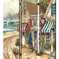 48 X 72 Multi Color Wood Canvas Seaside Town Slate  Screen