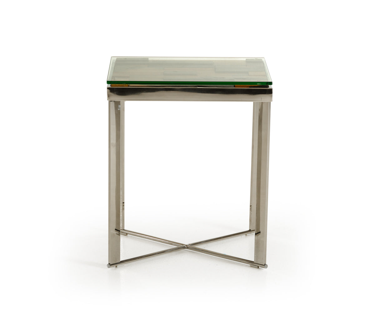 22" Silver And Brown Glass Square End Table