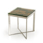 22" Silver And Brown Glass Square End Table