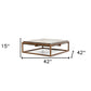 42" Dark Gray and Rust Concrete And Iron Square Abstract Coffee Table