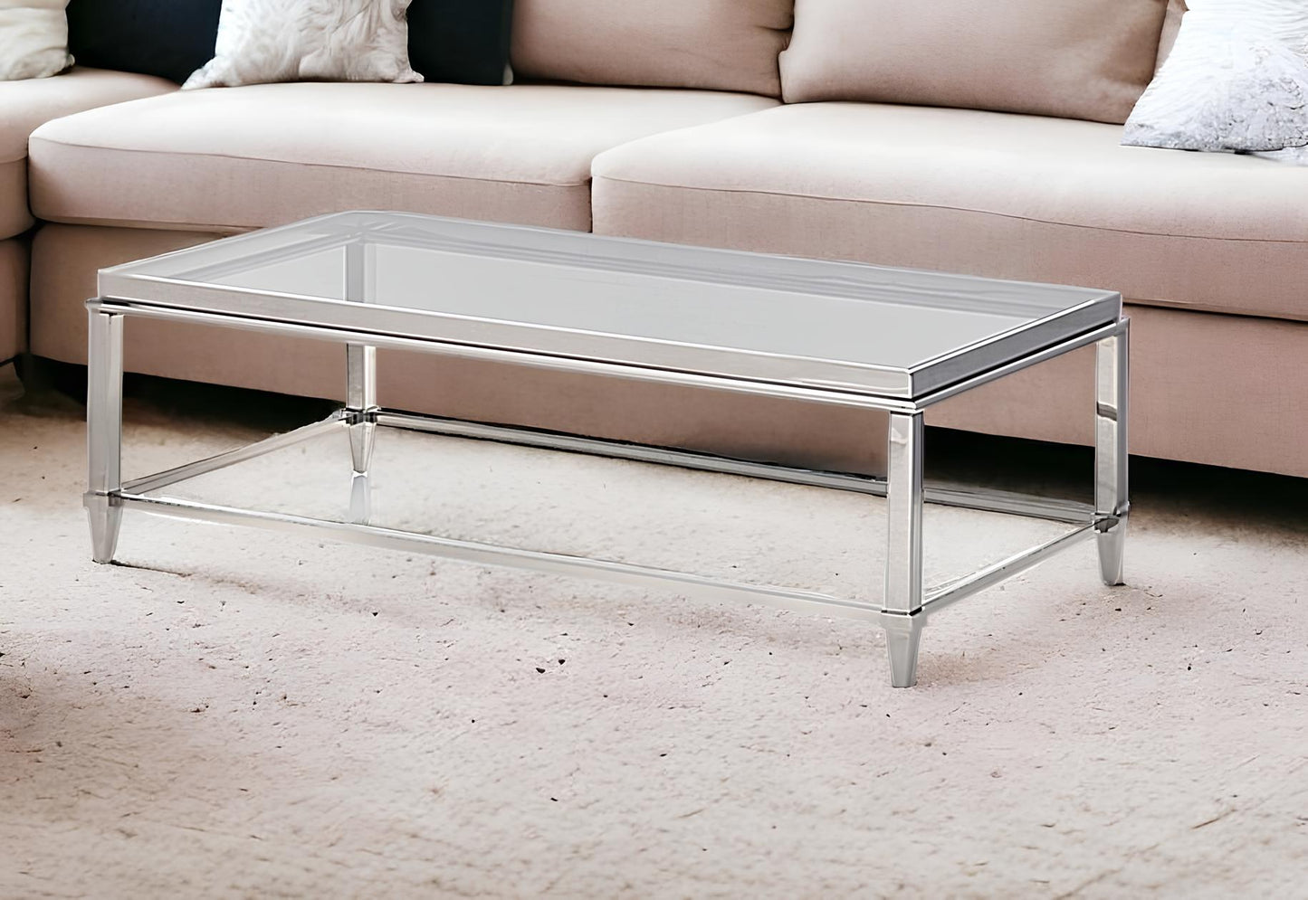 18" Steel And Glass Coffee Table