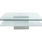 14" White Mdf And Glass Coffee Table