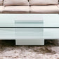 14" White Mdf And Glass Coffee Table