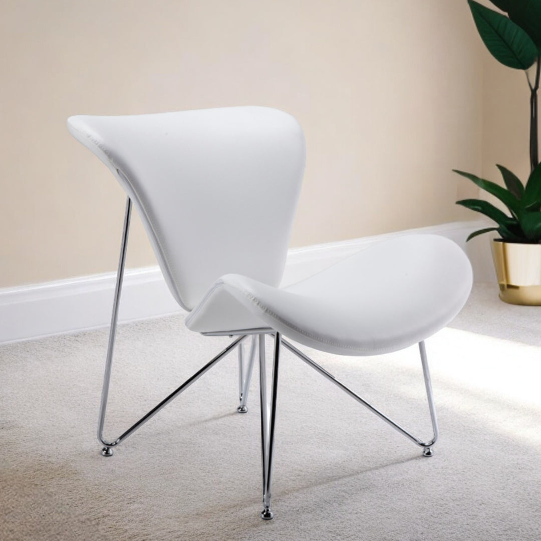 28" White And Silver Polyester Butterfly Chair