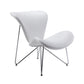 28" White And Silver Polyester Butterfly Chair