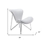 28" White And Silver Polyester Butterfly Chair