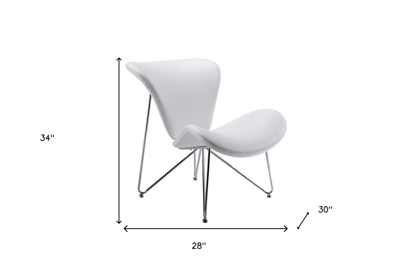 28" White And Silver Polyester Butterfly Chair