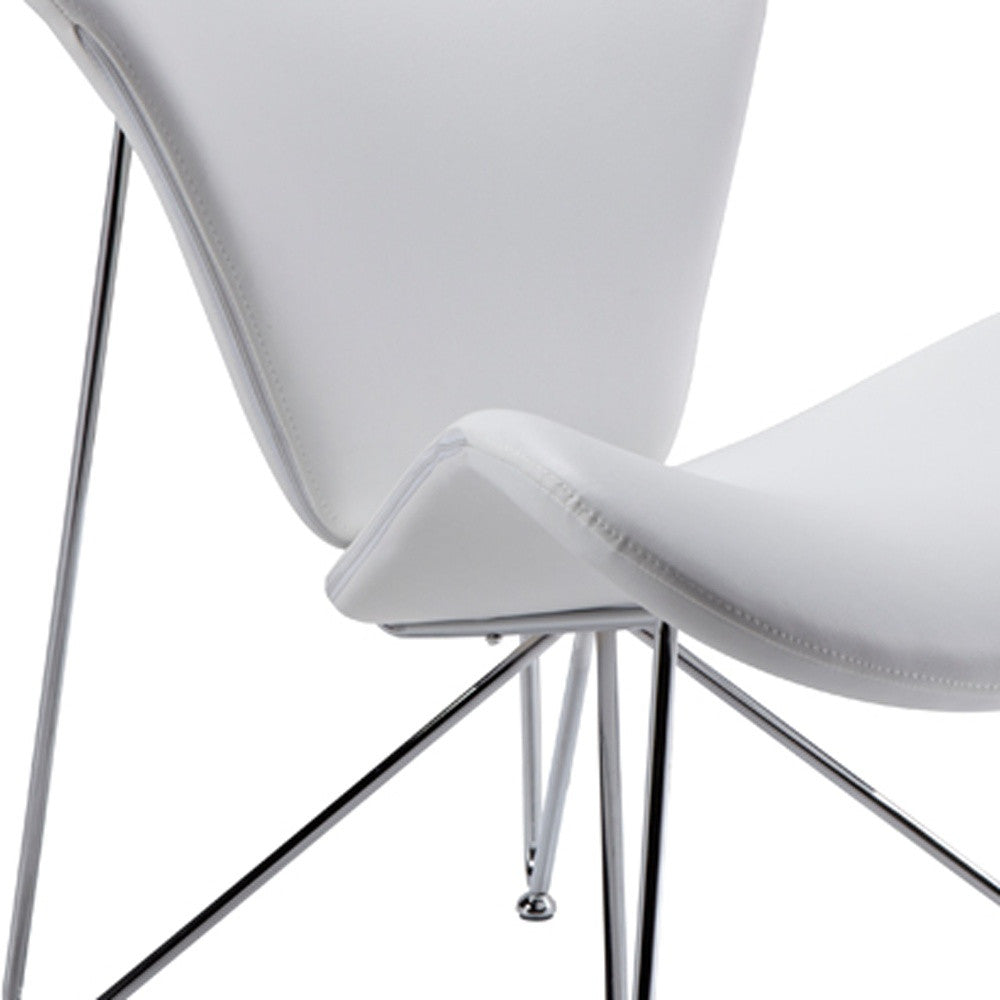 28" White And Silver Polyester Butterfly Chair