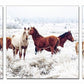 24" Multicolor Canvas 3 Horizontal Panels Horses Photo