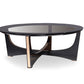 18" Black Crocodile Textures And Rosegold  And Glass Coffee Table