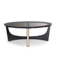 18" Black Crocodile Textures And Rosegold  And Glass Coffee Table