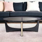 18" Black Crocodile Textures And Rosegold  And Glass Coffee Table