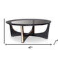 18" Black Crocodile Textures And Rosegold  And Glass Coffee Table