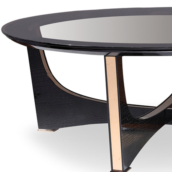 18 Black Crocodile Textures And Rosegold  And Glass Coffee Table