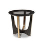 22" Black Glass Round End Table