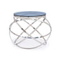 14" Silver And Clear Glass Round End Table