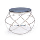 14" Silver And Clear Glass Round End Table