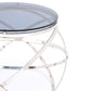 14" Silver And Clear Glass Round End Table