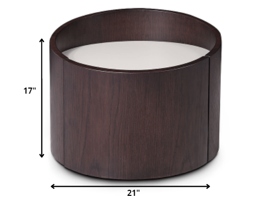 17" Dark Brown Solid Wood Round End Table