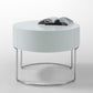 16" White Lacquer Stainless Steel Nightstand