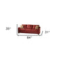 84" Red Linen Sofa And Toss Pillows With Chocolate Legs