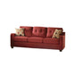 84" Red Linen Sofa And Toss Pillows With Chocolate Legs