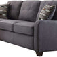 69" Gray Linen Sofa And Toss Pillows With Dark Brown Legs