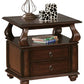 26" Brown Solid Wood Square End Table With Two Drawers And Shelf