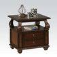 26" Brown Solid Wood Square End Table With Two Drawers And Shelf