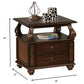 26" Brown Solid Wood Square End Table With Two Drawers And Shelf