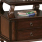 26" Brown Solid Wood Square End Table With Two Drawers And Shelf