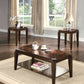 Set of 3 23" Solid Wood Brown Coffee Table With Shelf and End Tables