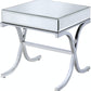 22" Silver And Clear Glass Square Mirrored End Table