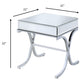 22" Silver And Clear Glass Square Mirrored End Table