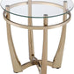 25" Champagne And Clear Glass Round End Table