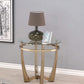 25" Champagne And Clear Glass Round End Table