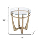 25" Champagne And Clear Glass Round End Table