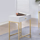 24" Gold And White Solid Wood End Table With Drawer