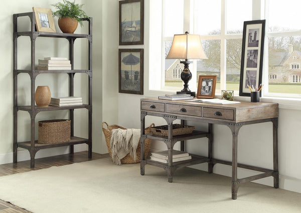 47 Natural and Gray Writing Desk With Three Drawers