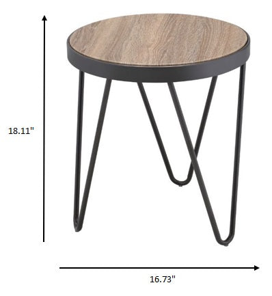 18 Black And Brown Solid Wood Round End Table