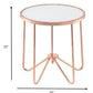 22" Rose Gold And Clear Glass Round End Table