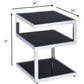 21" Silver And Black Tempered Glass Square End Table With Two Shelves