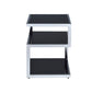 21" Silver And Black Tempered Glass Square End Table With Two Shelves