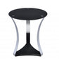 20" Silver And Black Mirrored Glass Round End Table With Shelf