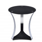 20" Silver And Black Mirrored Glass Round End Table With Shelf