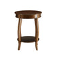 24" Brown Solid Wood Round End Table With Shelf